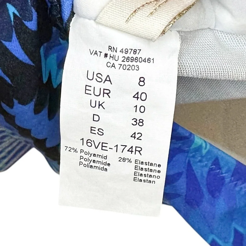 Gottex One Piece Swimsuit 8 Blue Geometric Chevron Sweetheart Padded‎ Designer